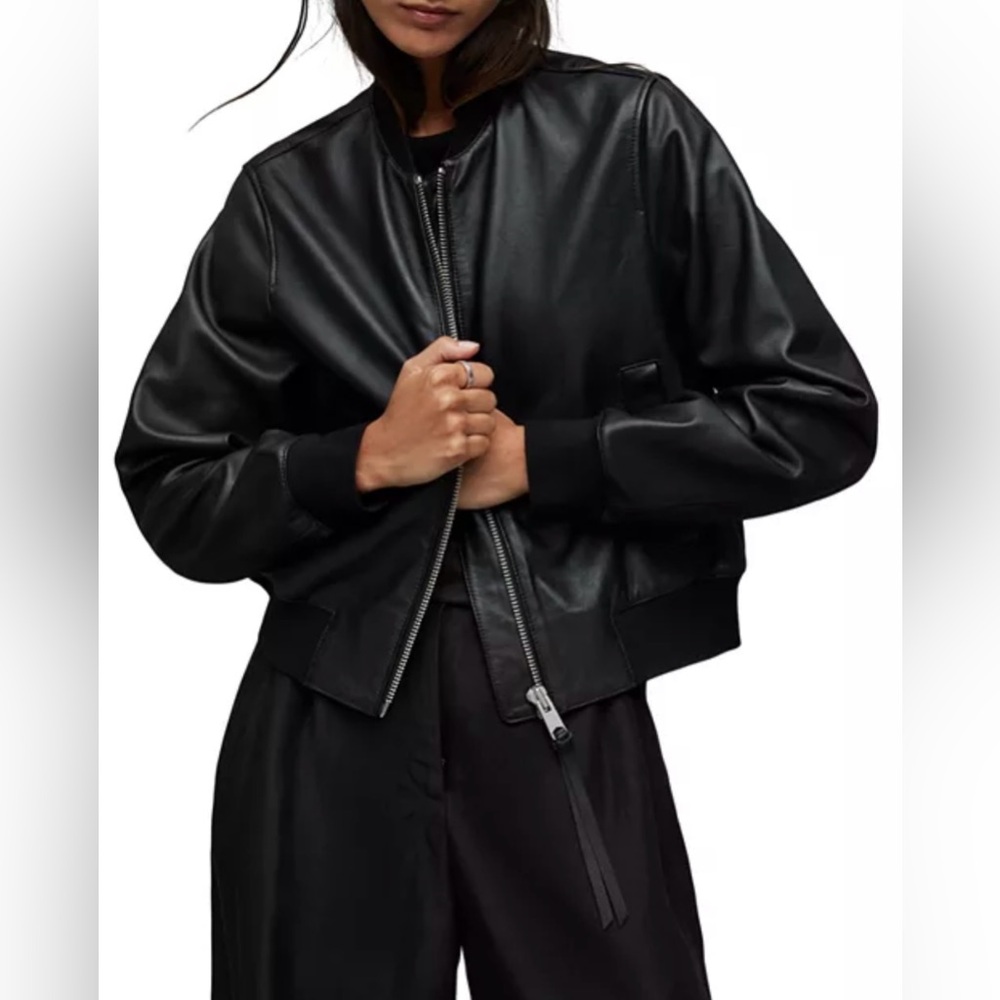 AllSaints Orten Leather Bomber Jacket NWOT